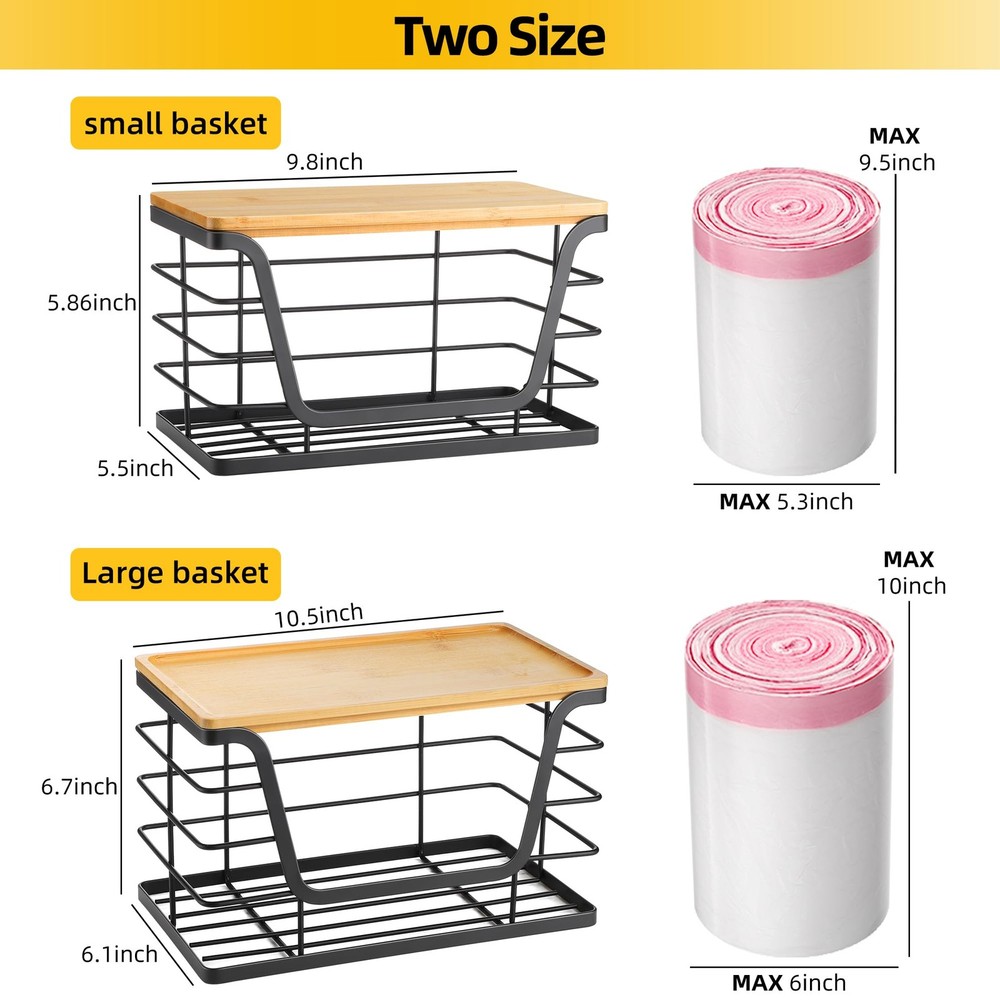 ALOCEO 2 Pack Storage Stackable 2-Pack - Medium&Small, - M&S Black