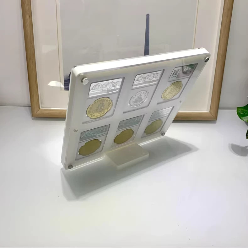 6 Grids Colored Desktop Display Frame Protective Case For NGC/PCGS Holder