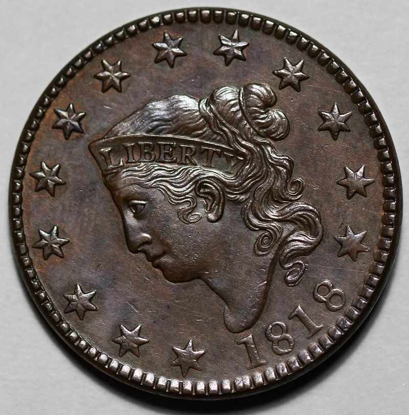 1818 Coronet Head Large Cent - US 1c Copper Coin
