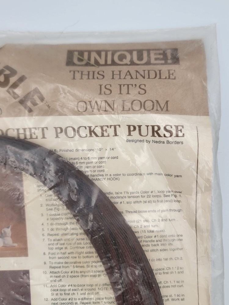 Vintage Purse N Able Macrame Purse Handle & Instructions Set With 35 Initials