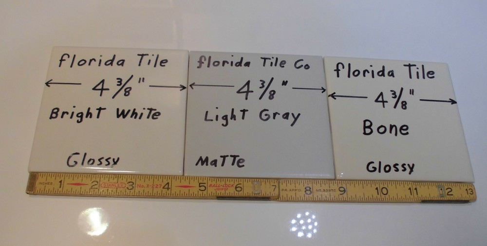 1 pc. *Light Gray* Matte Ceramic Tile 4-3/8" by Florida Tile Co. NOS