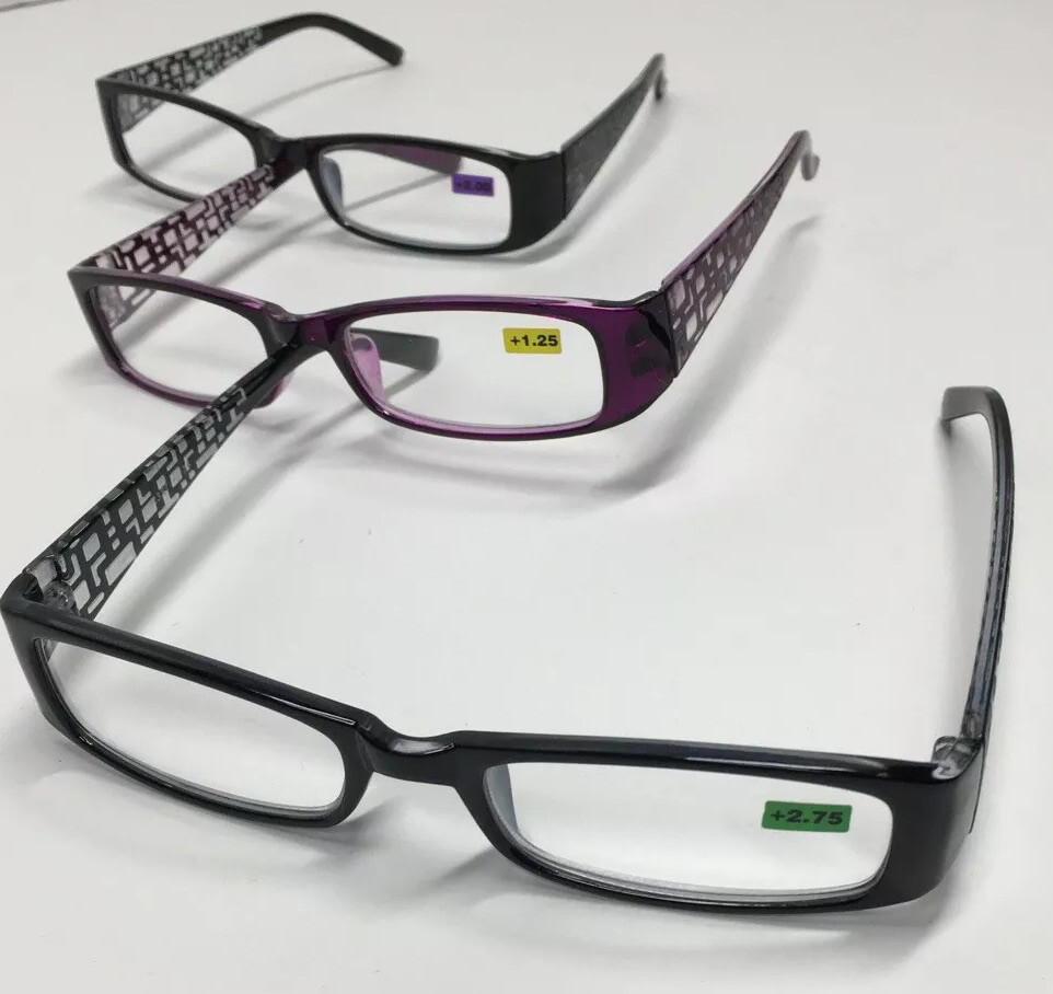 Reader glasses Slim Rectangle Lens. Multiple Color Frame Choices R331