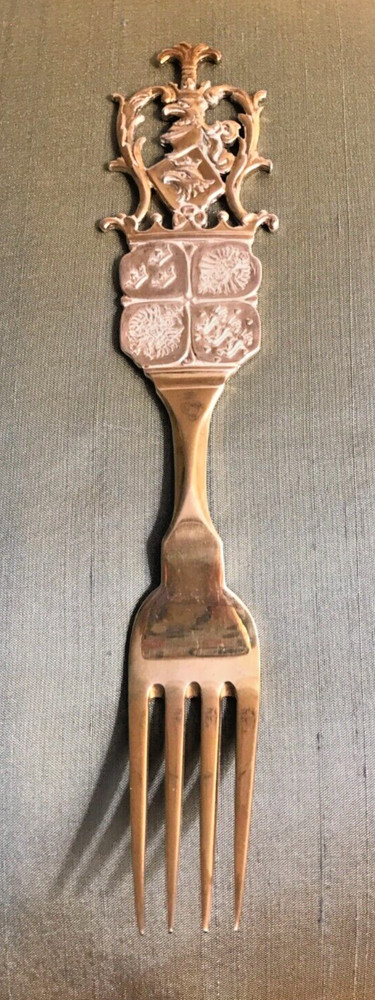 RARE 1914 A.Michelsen Denmark Gold Plated Silver Commerative Fork Malmo