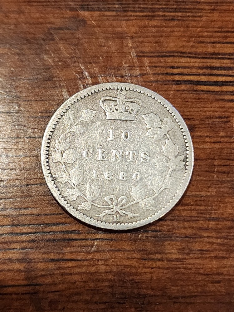 1880H Canada 10 Cents Silver Coin