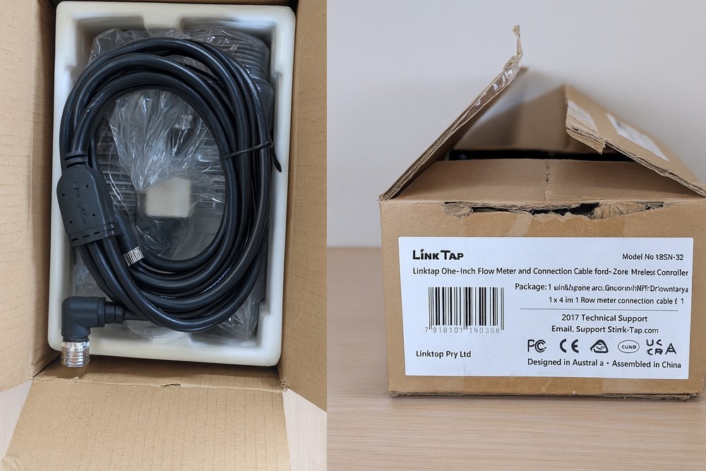 LinkTap One-Inch Flow Meter & Connection Cable 4-Zone Wireless Valve Controller