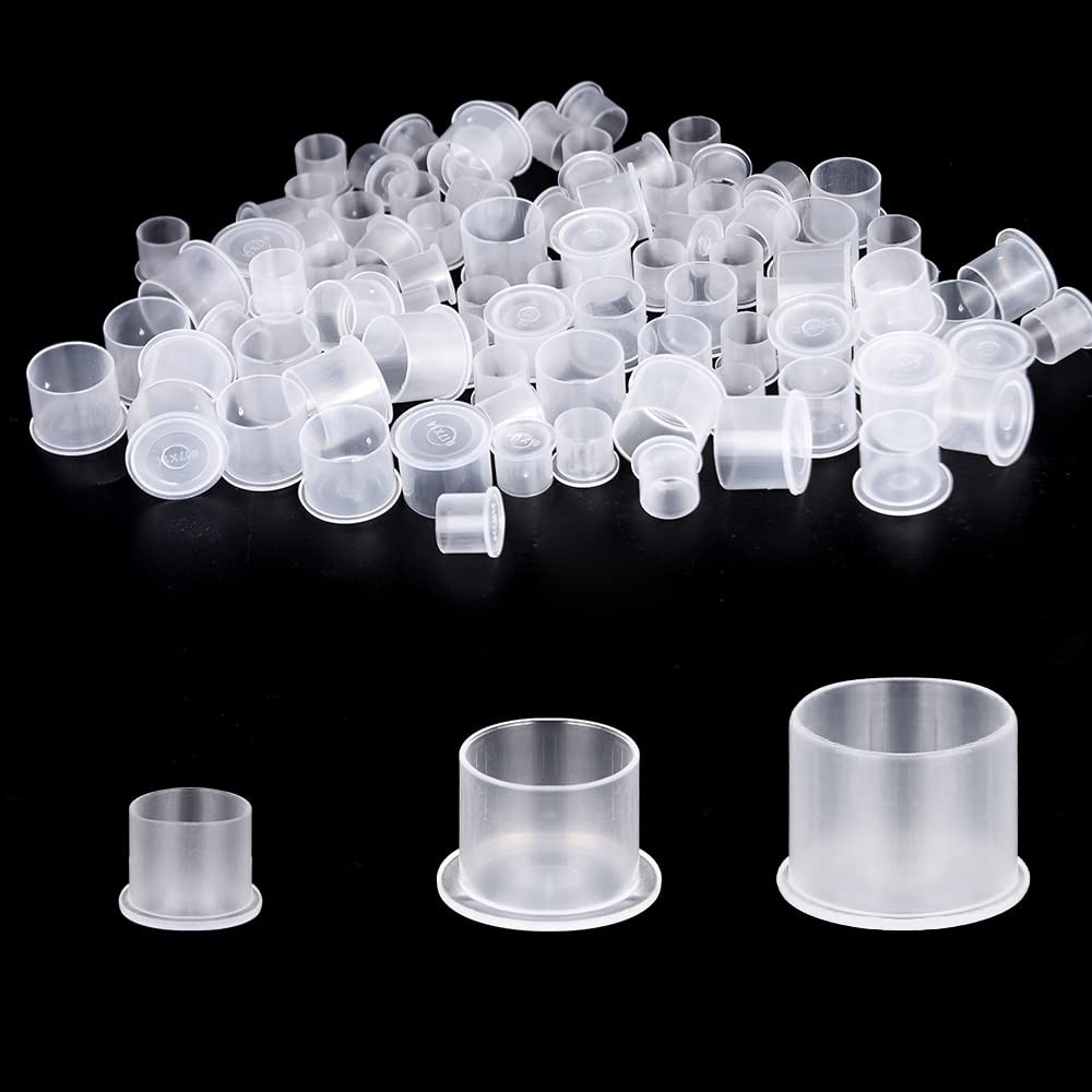 300pcs Ink Caps with Base Tattoo Cups White