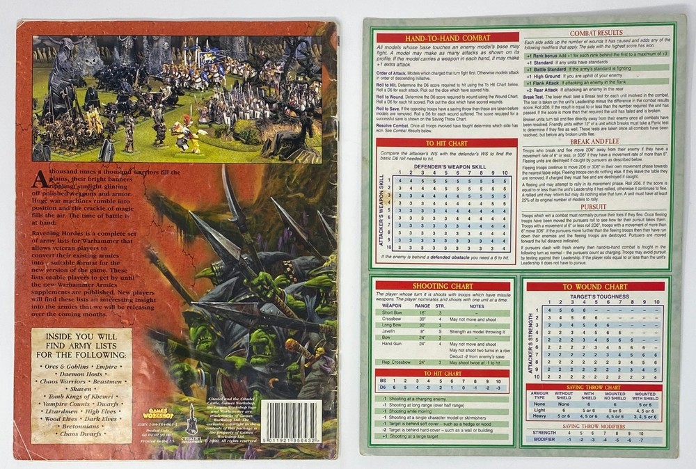 Games Workshop Warhammer: Ravening Hordes (2000) with Playsheet Insert - Damaged