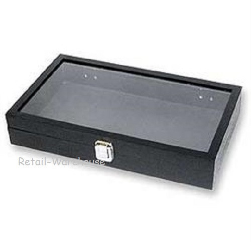 Glass Top Display Case Jewelry Organizer Multi-Purpose Rings Bracelets Artifacts