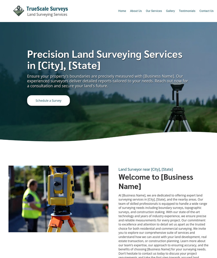 Land Surveyor Customized Business Website *SEE FULL DESCRIPTION*