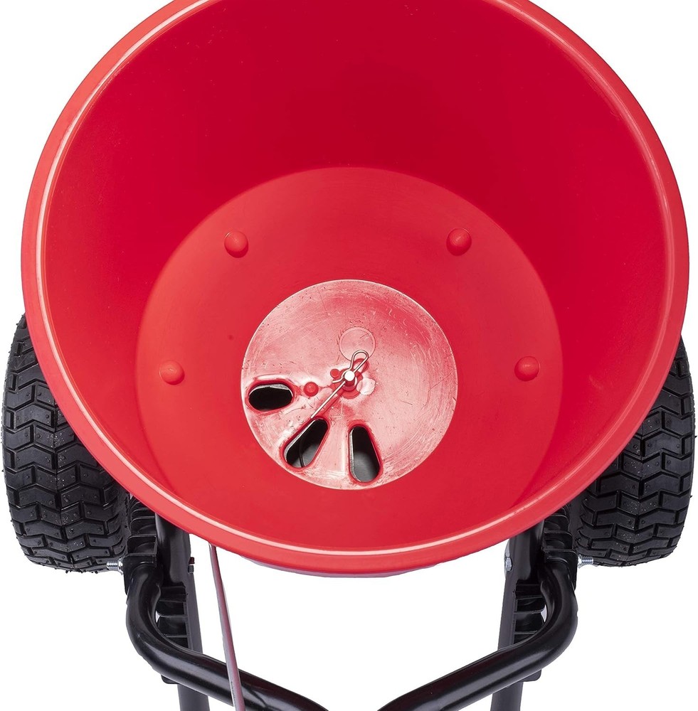 Fertilizer Spreader, 40lb Hopper Capacity, Red, Durable, All Terrain Pneumati...
