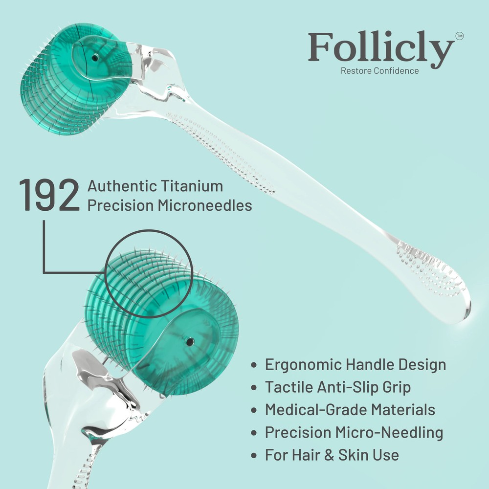 Follicly™ Derma Roller - 192 Authentic Titanium Microneedles