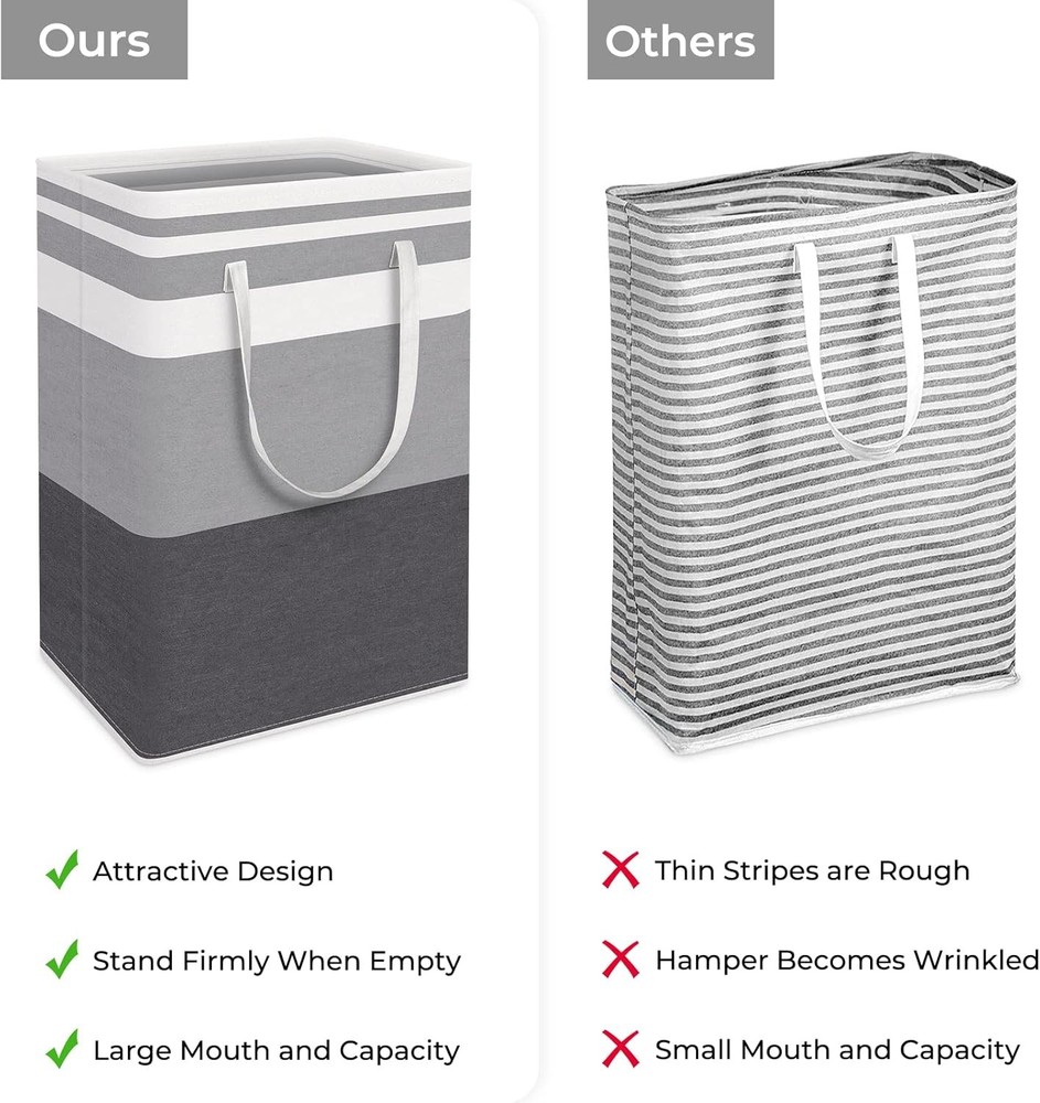 2 Pack Laundry Baskets 75L Waterproof Collapsible Hamper Gray