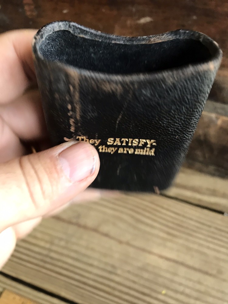 Rare Chesterfield Cigarette Case Leather Black In Gold Script