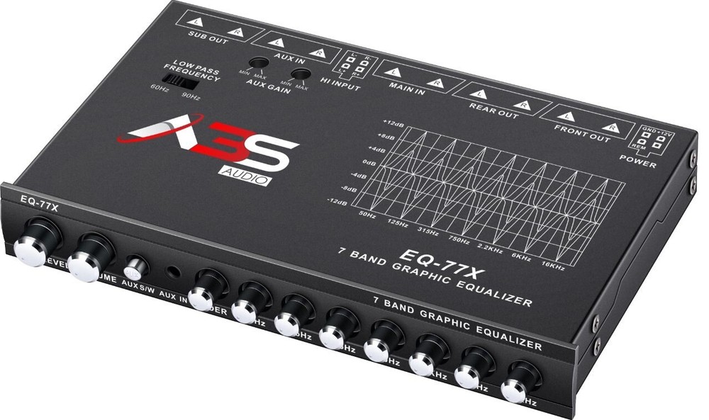 A3S Audio EQ-77X 7-Band Car Graph Equalizer 3.5mm Aux RCA Input Signal Processor