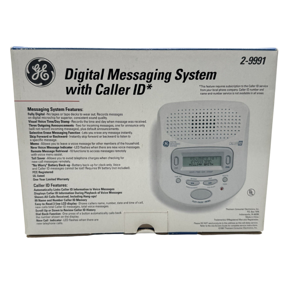 GE Digital Messaging System Answering Machine Caller ID 2-9991