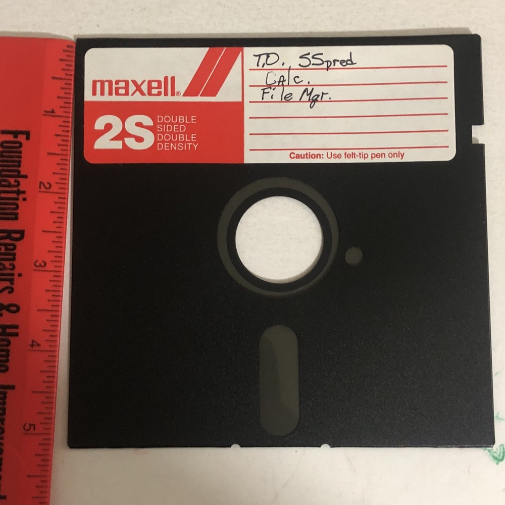 Vintage Maxell 2S Black Floppy Disk
