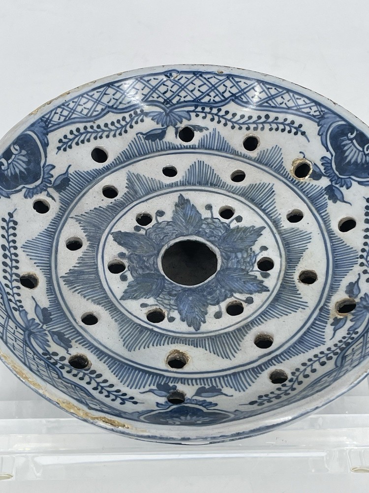 Delft Blue and White Berry Colander Strainer (Restored)