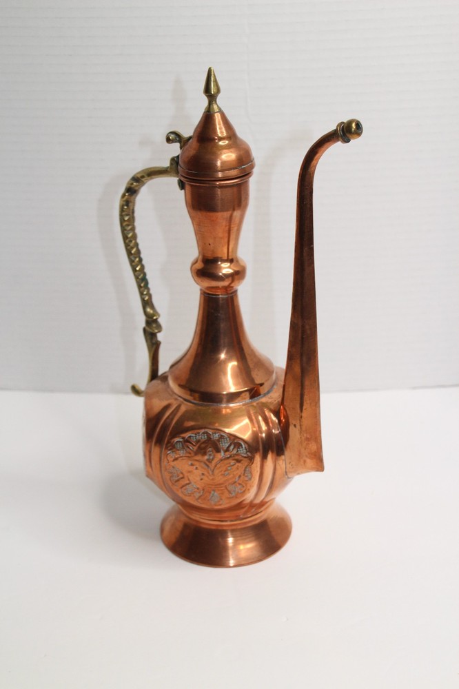 Antique Vintage Middle Eastern Copper & Brass Pitcher Ewer 13"