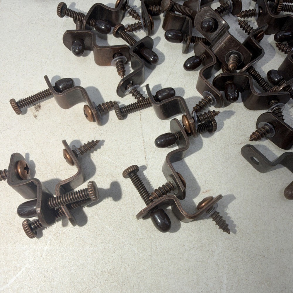 Huge Lot - 80 - Glass Retainer Adjustable Clips for Multiple Thicknesses Bronzed