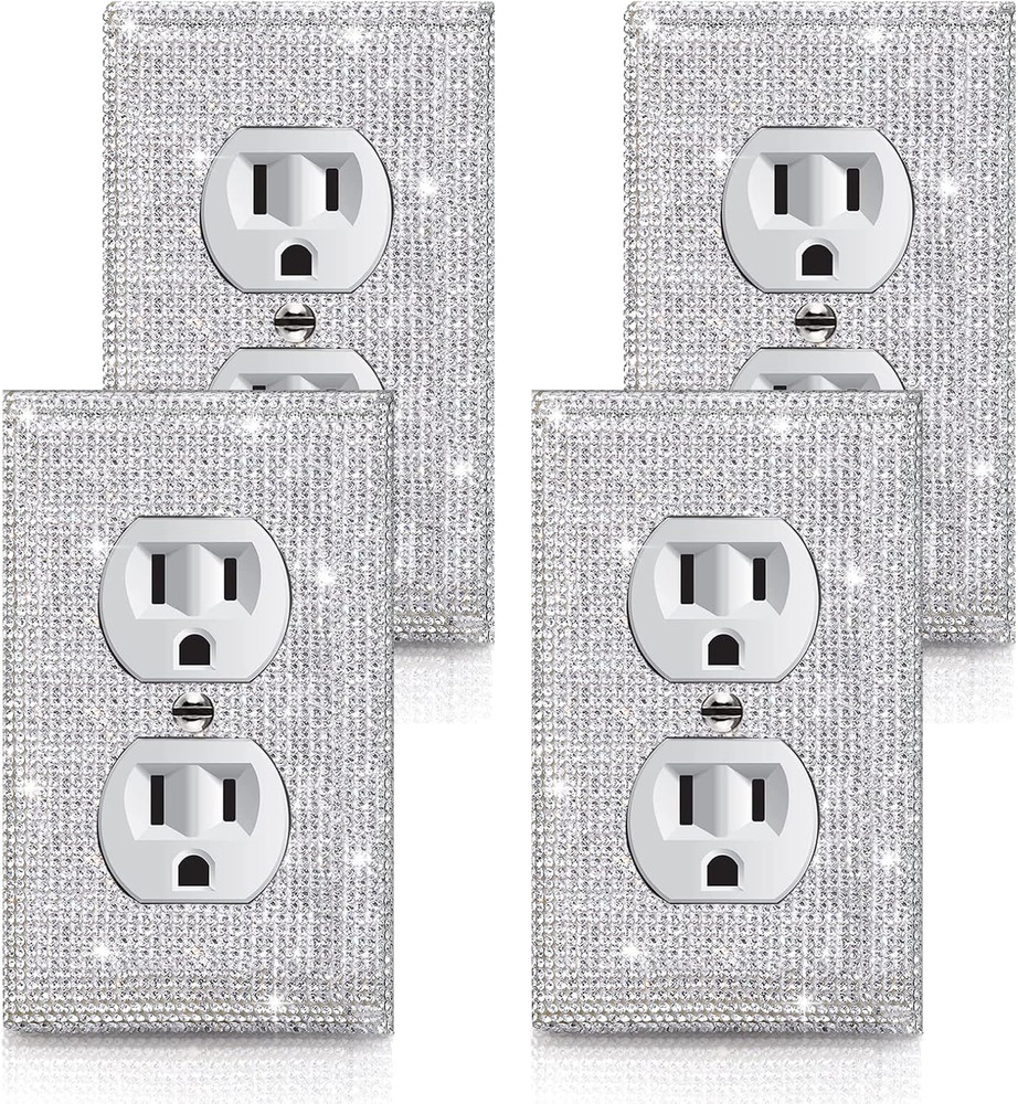 4 Pcs Shiny Silver Wall Plate Cover Decorative Light Switch Cover Single Toggle