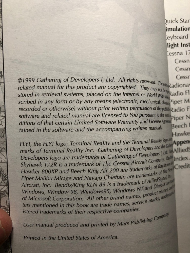 FLY! Pilot Handbook / User Manual - Peter Lert / Flight Simulator Manual 1999