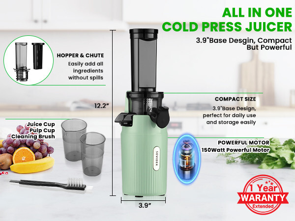 Compact Slow Juicer Machine Electric Juicer Cold Press Squeezer Vegetable 800ML