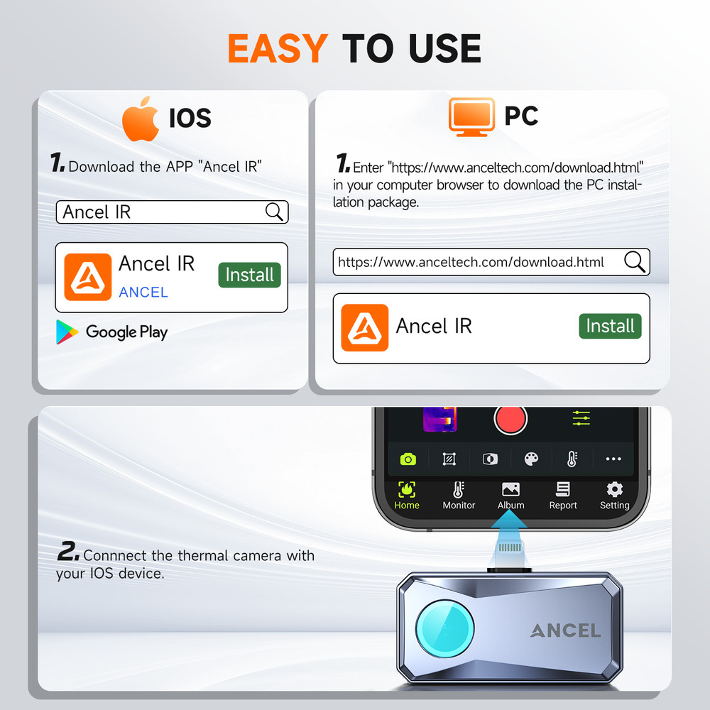 ANCEL IR101 - High Resolution Thermal Imaging Camera for IOS (USB-C) iPhone