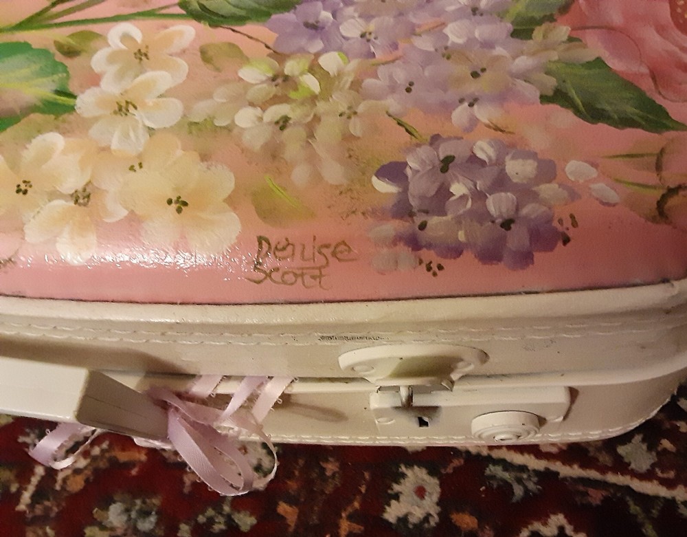 Handpainted Floral Suitcase By Denise Scott Beautiful!!!