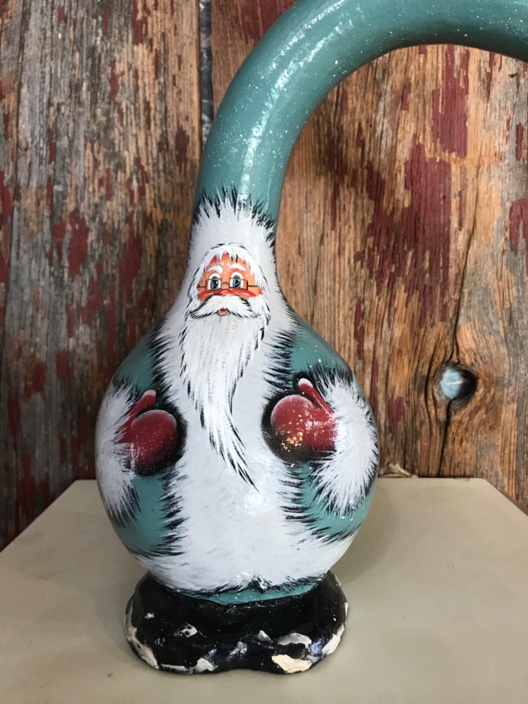 Christmas Santa Gourd hand painted blue