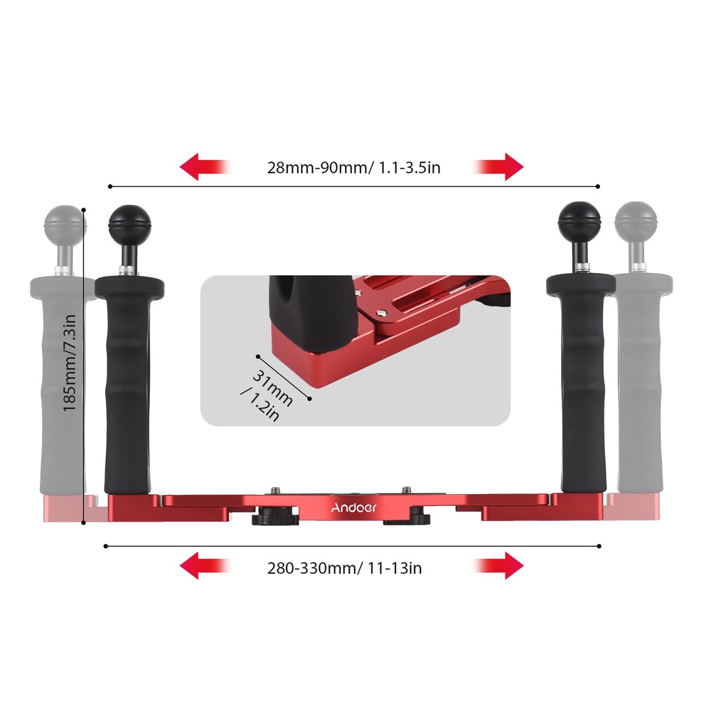 Dual Handle Diving Rig Handheld Underwater Tray Stabilizer Q5Y3