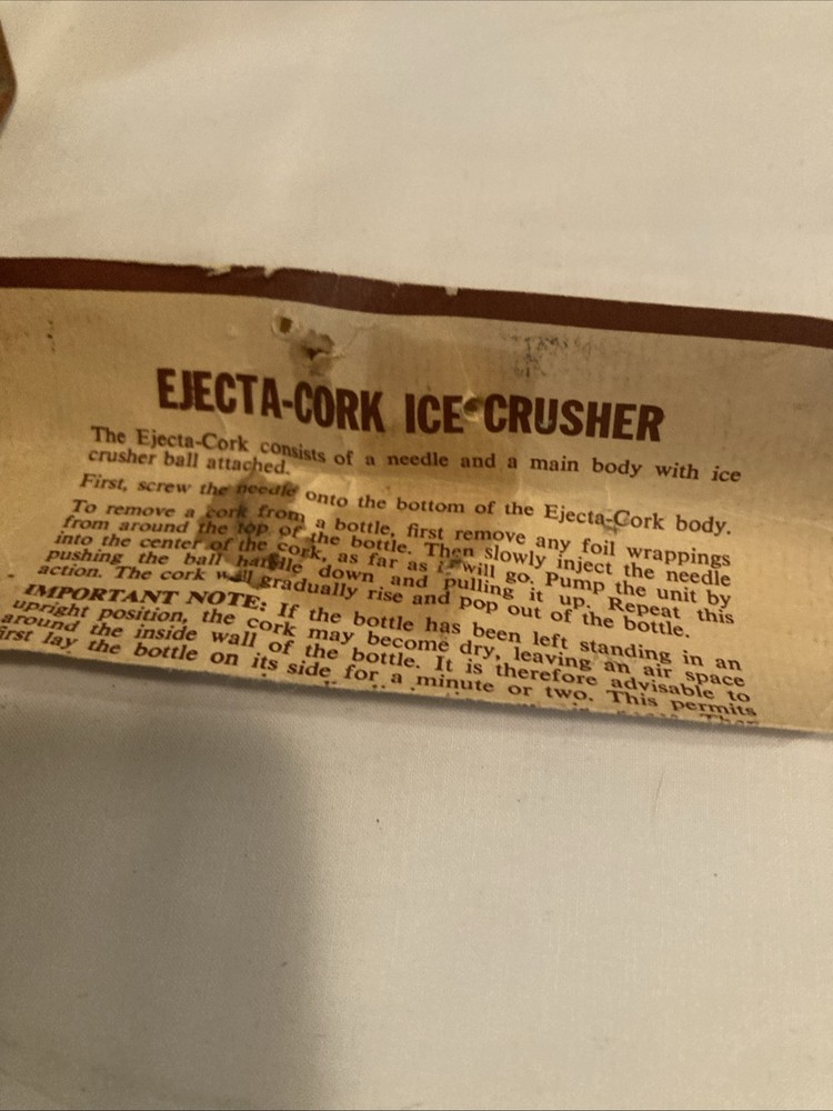 VINTAGE - Solid Brass Ejecta Cork & Ice Crusher in Leather Case BAR TOOL