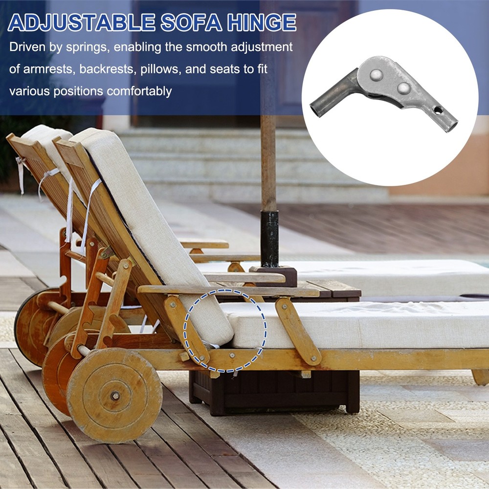 2Pcs Adjustable Sofa Hinge, 125 Degree Slanted 3 Gear Support Joint for Sofa
