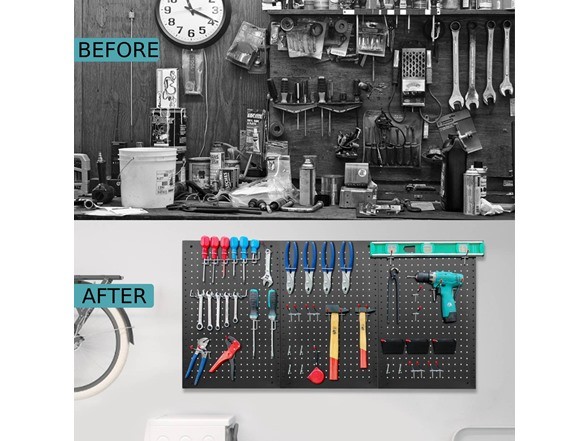 LUGO 62 PC PEGBOARD WALL ORGANIZER KIT, 24"X16" - BLACK
