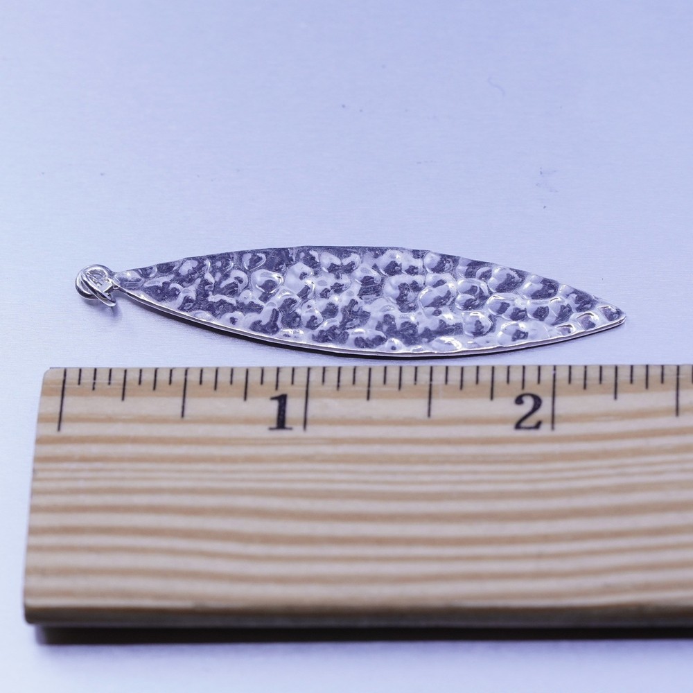 Vintage modern sterling 925 silver handmade hammered textured pendant