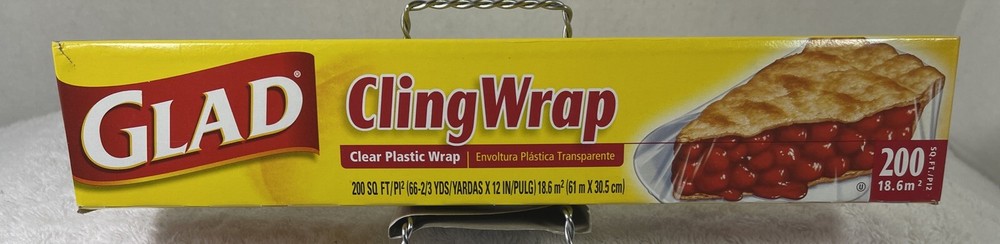 1 New Roll- Glad Cling Wrap- 200sq ft. Clear Plastic Wrap- Microwave Safe