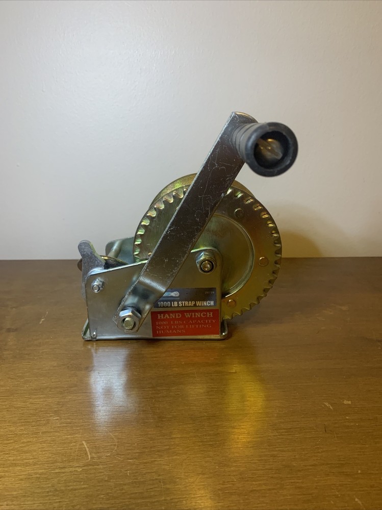 1000lb Hand Crank Strap Winch Gear Polyester Strap Boat Trailer/ATV HD