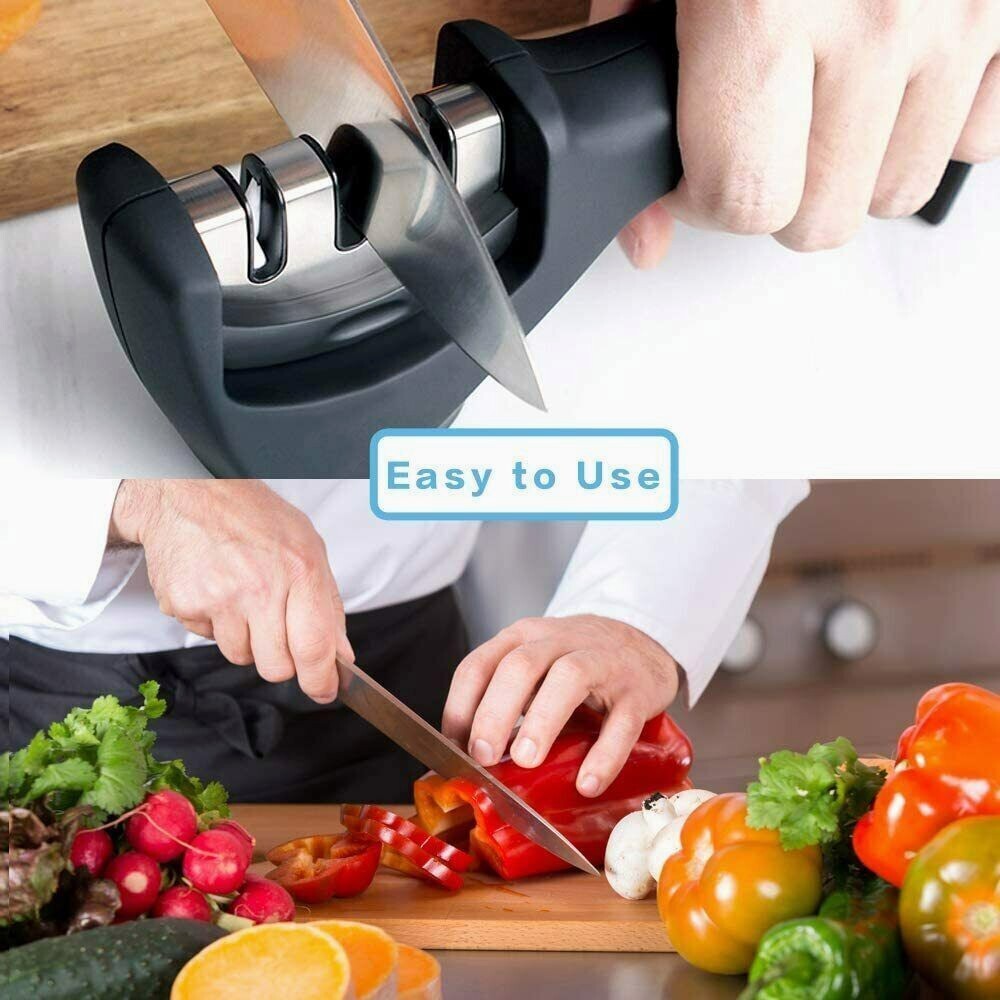 3 Stage Knife Sharpener Professional Ceramic Tungsten Kitchen Sharpening System