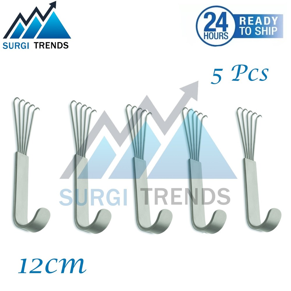 Anderson Bear Claw Retractor 5 Sharp Prongs Facelift Hook Instruments 12cm