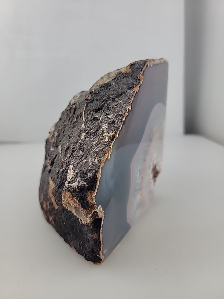 5" Geode Bookend Multicolor Stone Crystal 4 Lb Corner Slice Rock Decor