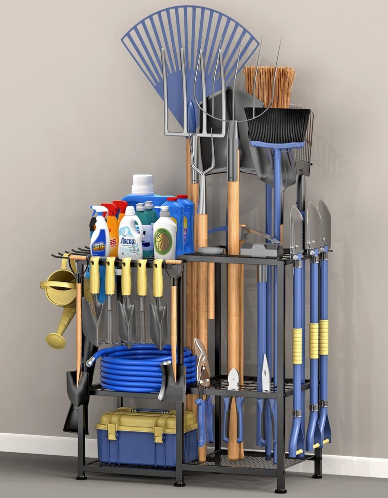 Garden Tool Organizer, Metal Yard Tool Organizer,Holds 70 Long-Handled Tools/...
