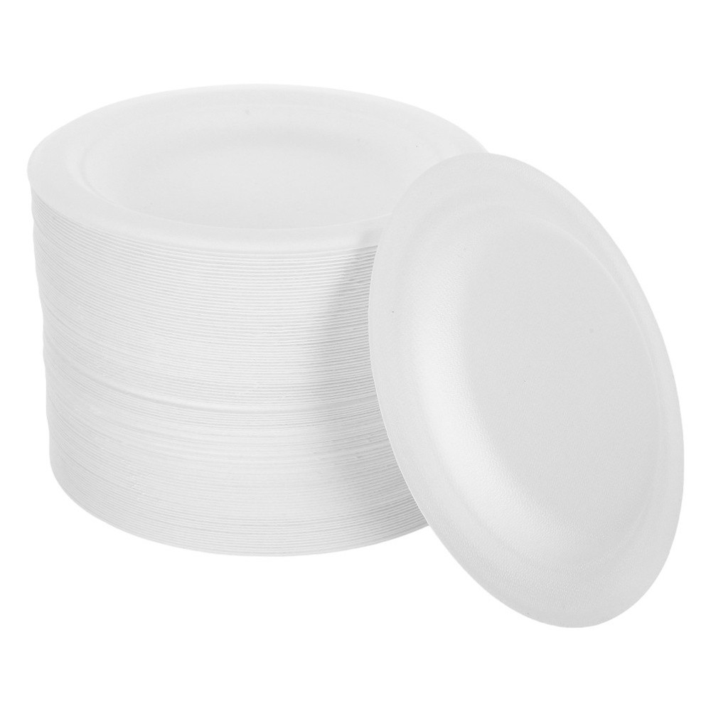 100 Pcs Round Appetizer Plate Paper Serving Tray Fruit Holder Bowl