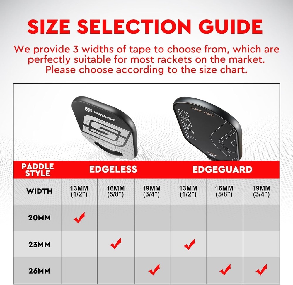 Versatile Edge Protection Tapes for Pickleball Paddles - 3 Widths Available