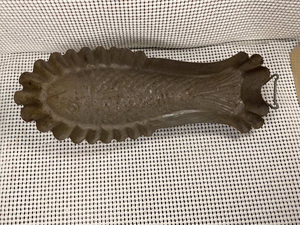 Vintage Tin Fish Mold Hanging Decorative - 11” Long