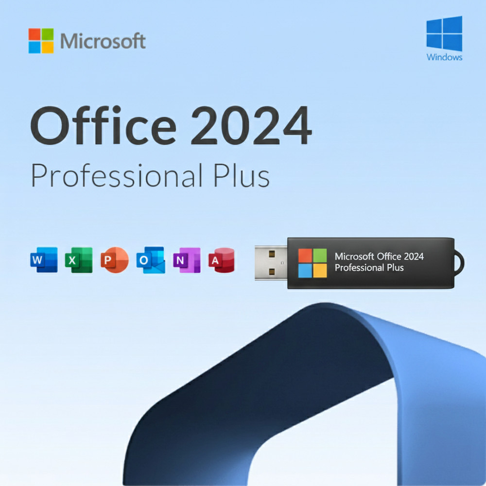 Microsoft Office 2024 Pro Plus Windows 10 & 11 USB Drive - Lifetime 1 PC User