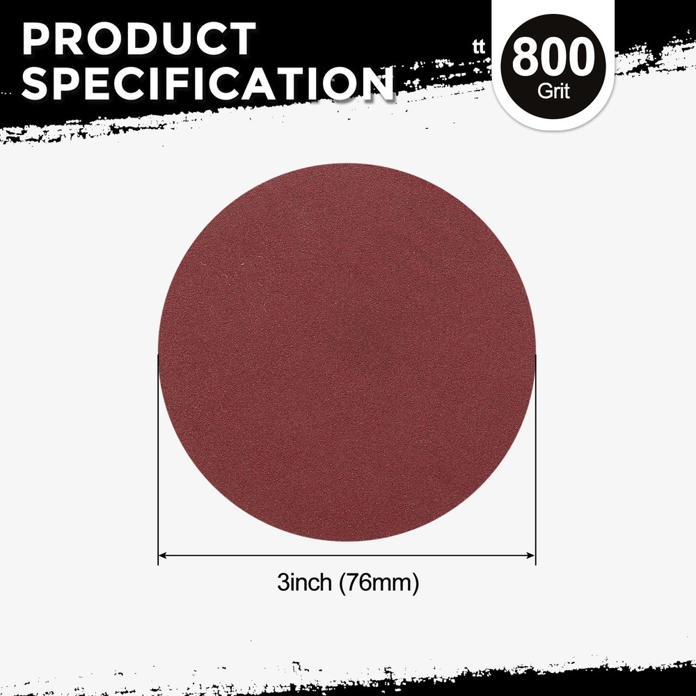 35 Pcs Sanding Disc 3 Inch 800 Grit Hook and Loop Random Orbital Sandpaper, Red