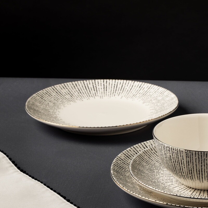 2 Pack Stoneware Dinner Plates Unique Pattern Functional Main Course & Salads US