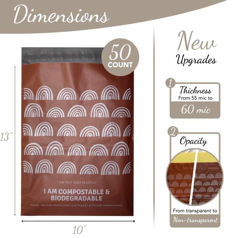 10 inches x 13 inches Compostable Mailers (50 Pack) Biodegradable Boho Design...