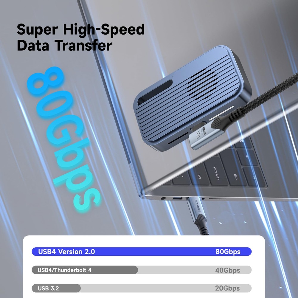 BAWIOFIAU 80gbps USB c Data Cable Compatible with Thunderbolt 5 1 ft