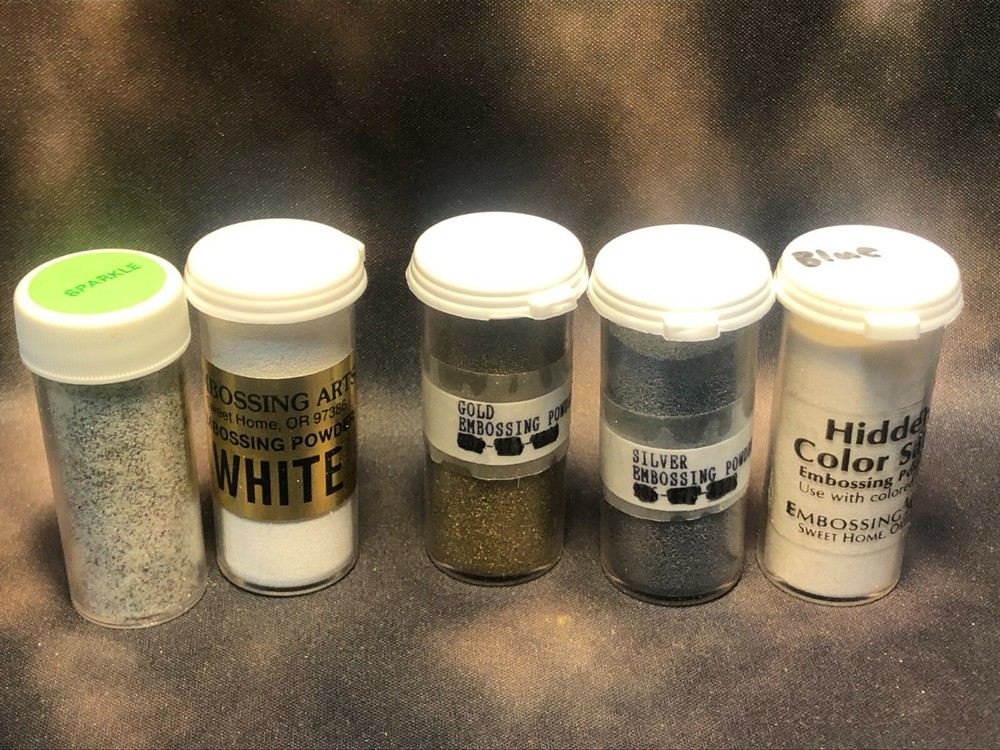 Embossing powder White .5 oz Assorted colors & Brands white gold silver etc.