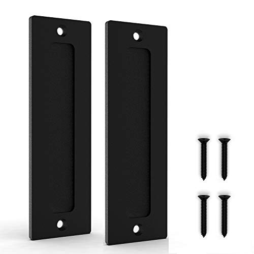 7” Barn Door Handle Finger Pull Set (2 Packs) | Heavy Duty Modern Simple Black